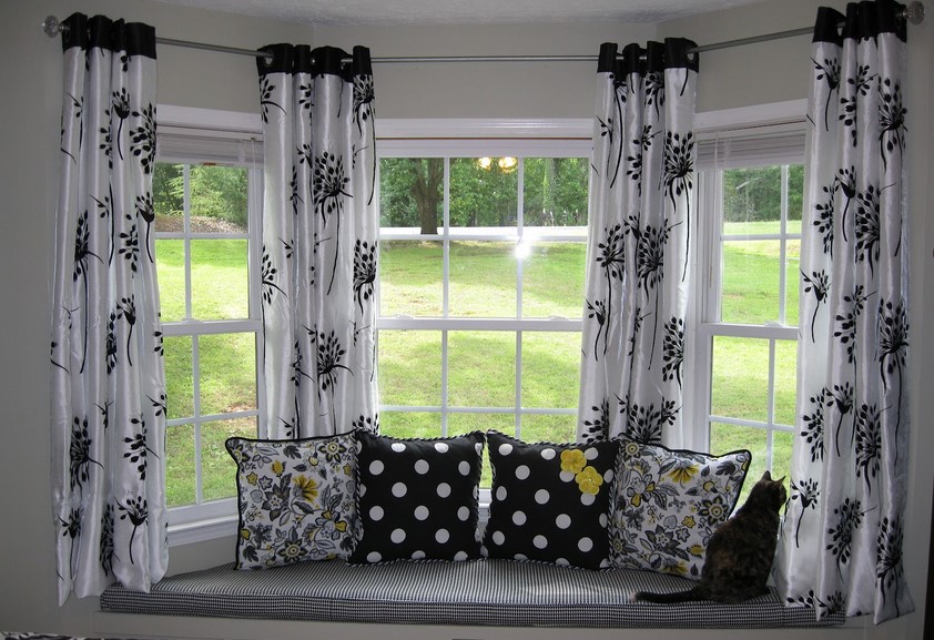 awesome pattern of white black curtains windows