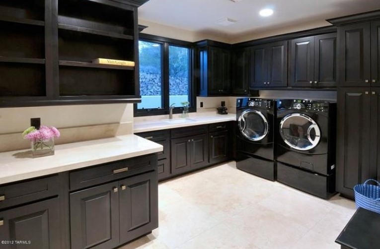 Black Cabinets Laundry Room