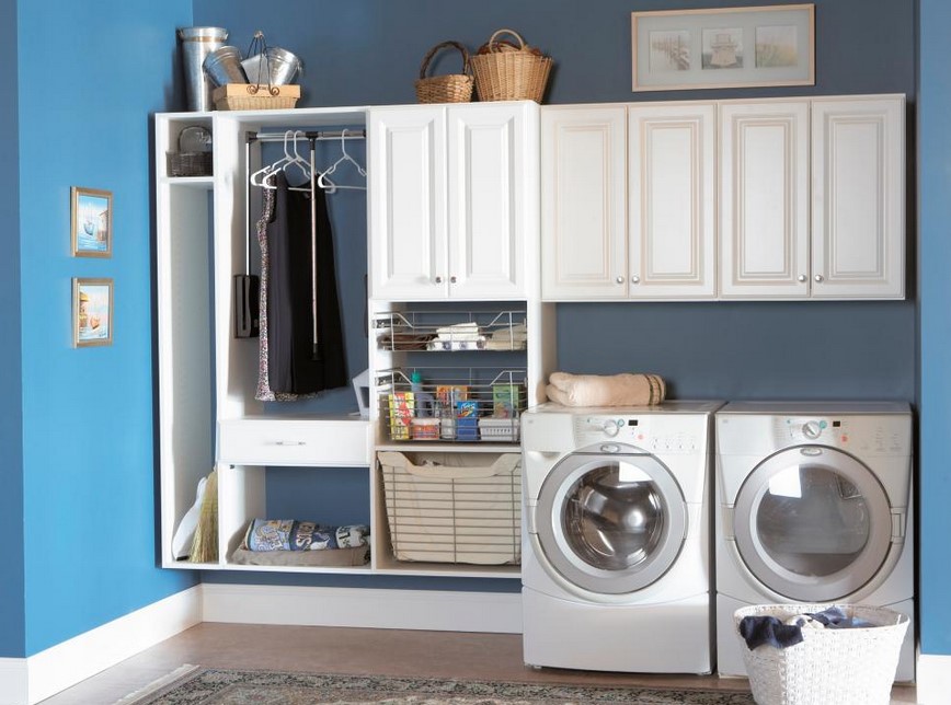 Calming Blue Laundry Room