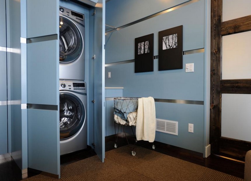 Hidden and Clean Laundry Room with Door