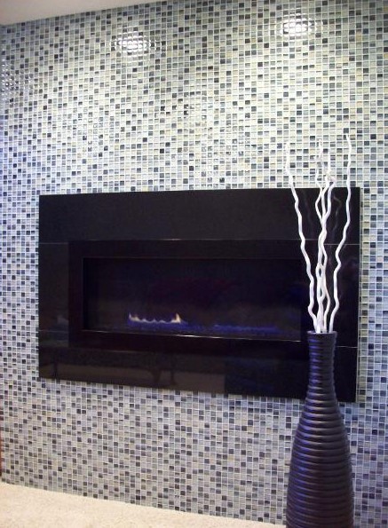 Glass Tile Mosaic Fireplace