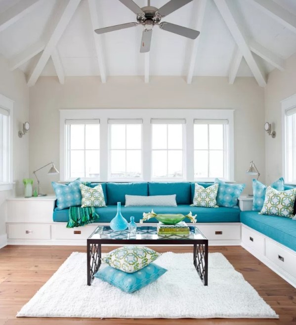 Stunning Turquoise Modern Living Room