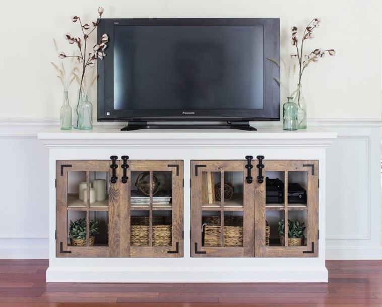 TV Stand Ideas - Farmhouse Media Cabinet