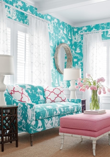 Turquoise And Coral Room