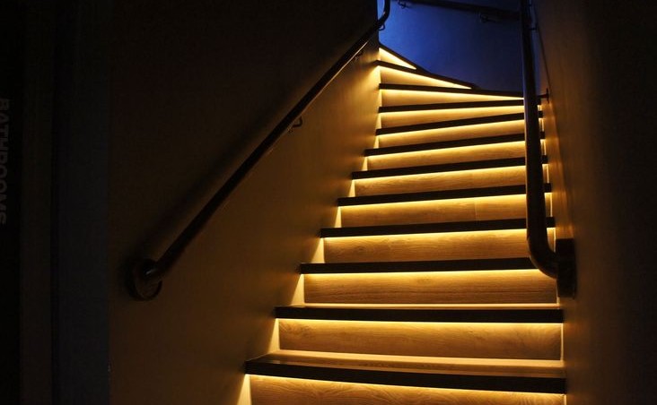 Led Light Strips on Stairway